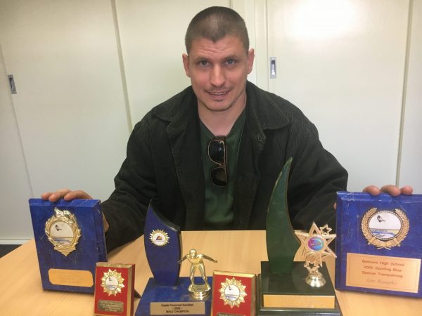 Ian 'Thorpedo' Kaupke with his historical haul of trophies.